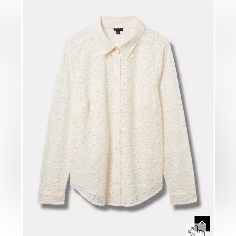Torrid Lizzie Chenille Lace Button Up Long Sleeve Shirt size 3